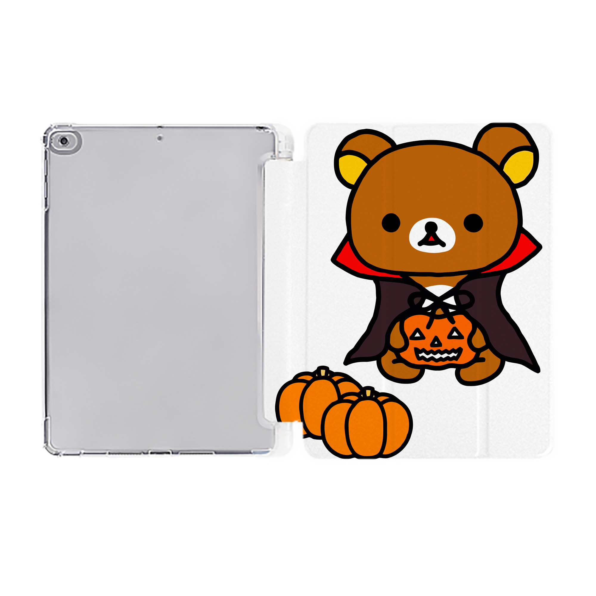 （画像用） リラックマ リラックマ キイロイトリ Rilakkuma Korilakkuma Kiiroitori IPad ケース ペン収納付き 三つ折りスタンド PUレザー×シリコン 対応機種9.5/10.5/10.9インチ